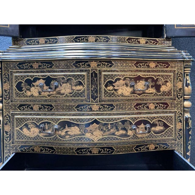 Black Lacquer Chinoiserie Cabinet For Sale - Image 11 of 17