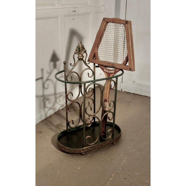 Roomy half round wirework stick stand or umbrella stand A charming piece, and it has a very unusual half moon shape, the...