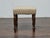 English Mahogany 19th Century Stool with Turned Legs and Custom Linen Upholstery For Sale - Image 10 of 12