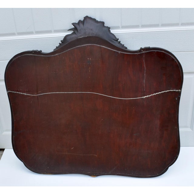 Brown Antique Carved Mahogany Victorian Style Oval Wall Mirror W/Carved Love Birds For Sale - Image 8 of 14