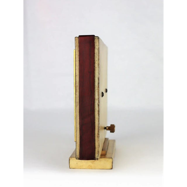 Clock in Leather and Parchment from Jaeger, 1940 For Sale - Image 4 of 13