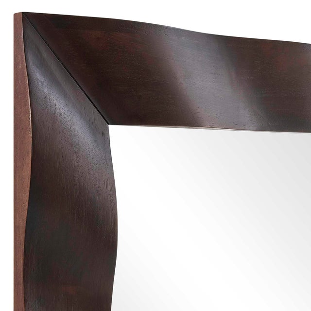 2020s Wrinkle Wavy Wood Mirror For Sale - Image 5 of 6