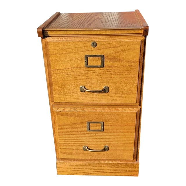 Vintage Two Drawer Oak Locking Filing Chairish
