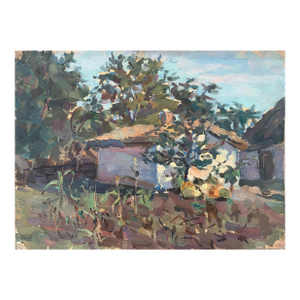 Vintage Ukrainian Impressionist Oil Painting, Rural Landscape, 1956 23-31