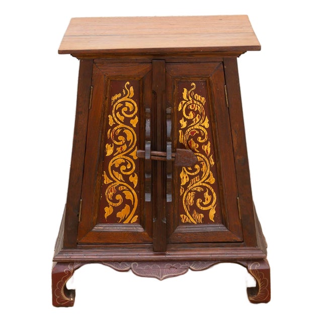Small Mid-20th Century Hand Painted Thai Cabinet For Sale