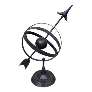 Black Iron Armillary Globe Sculpture – Traditional Landscape & Garden Decor For Sale