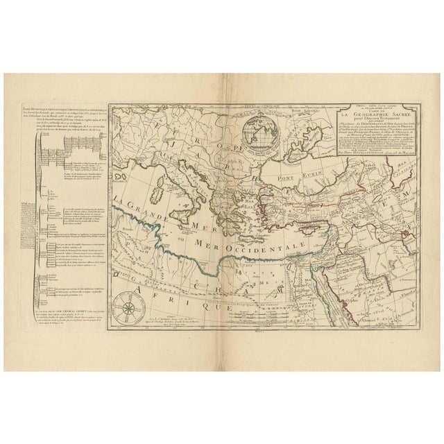Paper Moullart-Sanson Map of the Holy Land and Sacred Geography of the Testament, 1716 For Sale - Image 7 of 7