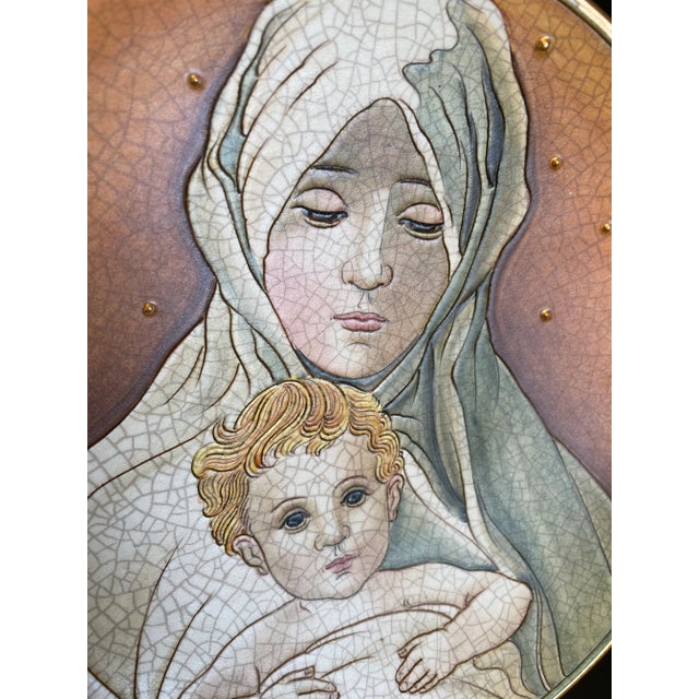 Ceramic 1973 Vincente Tiziano Italian Art Pottery Mother & Child Wall Plate For Sale - Image 7 of 10