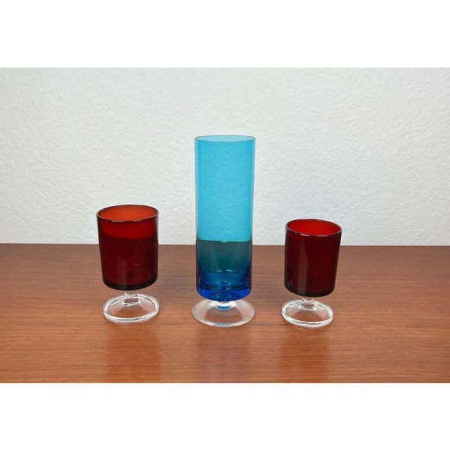 Blue Vintage Drinking Glasses from Luminarc, 1970s, Set of 3 For Sale - Image 8 of 18