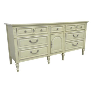 Mid 20th Century Dixie French Shabby Chic Painted Long Dresser Bathroom Vanity Tv Console 6223 For Sale