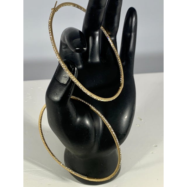 2010s 4.5 Carat Very Large Diamond Hoop Gala Cocktail Earrings in 14 Karat Yellow Gold For Sale - Image 5 of 18