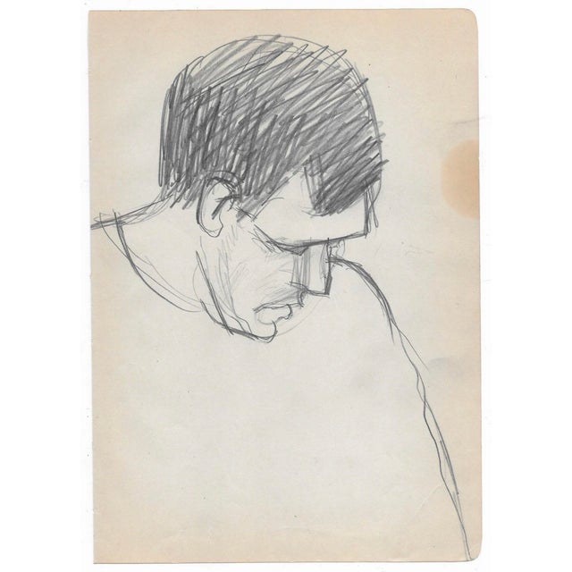 1960s Portrait Drawings of Men - Set of Four For Sale - Image 4 of 5