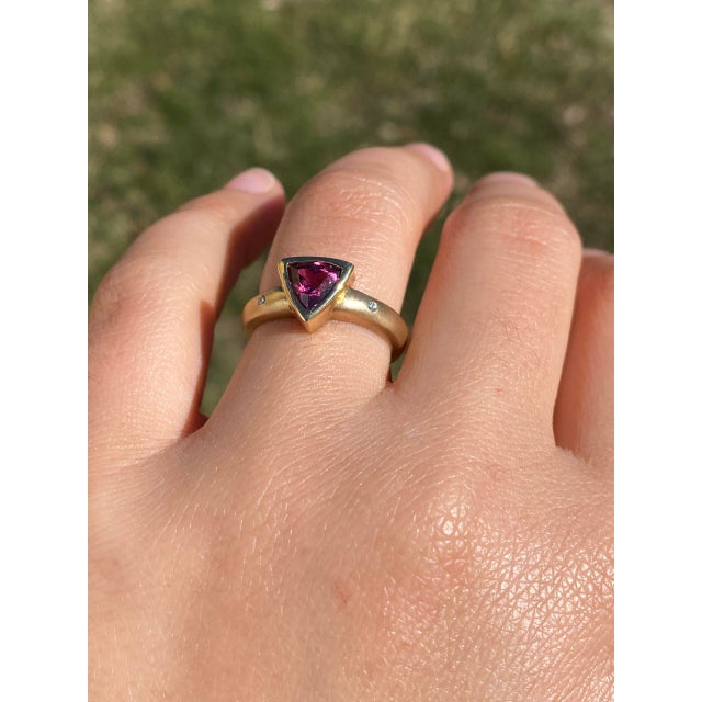 The Middi: Modern Tourmaline and Natural Diamond Ring in Yellow Gold. This exquisite ring showcases a captivating natural...