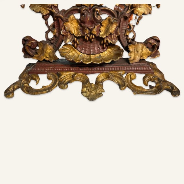 Rococo Mid 19th Century Victorian Cast Iron Polychrome Hinged Rococo -Style Bureau Mirror For Sale - Image 3 of 6