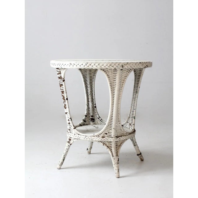 Antique White Wicker Table For Sale - Image 12 of 13