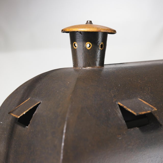 Vintage Hand-Painted Tole Pagoda Style Chinoiserie Lantern Oblong Pendant For Sale - Image 9 of 12