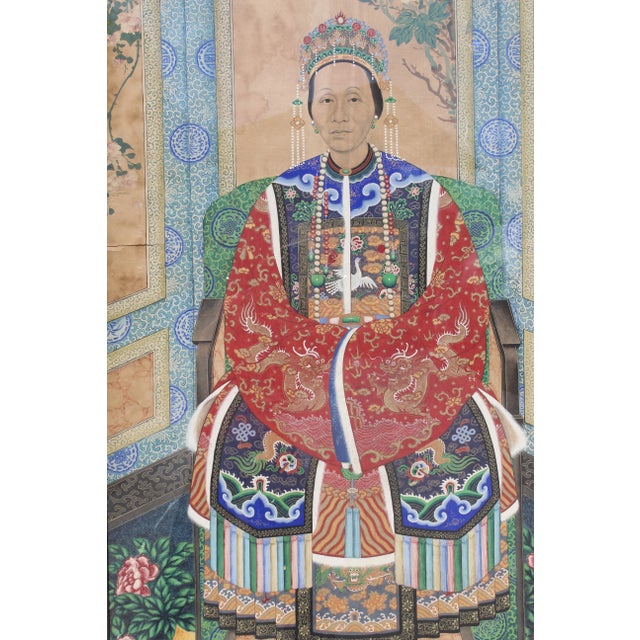 Portraiture Late 19th Century Late Qing Dynasty Portrait of an Empress Court Lady For Sale - Image 3 of 8