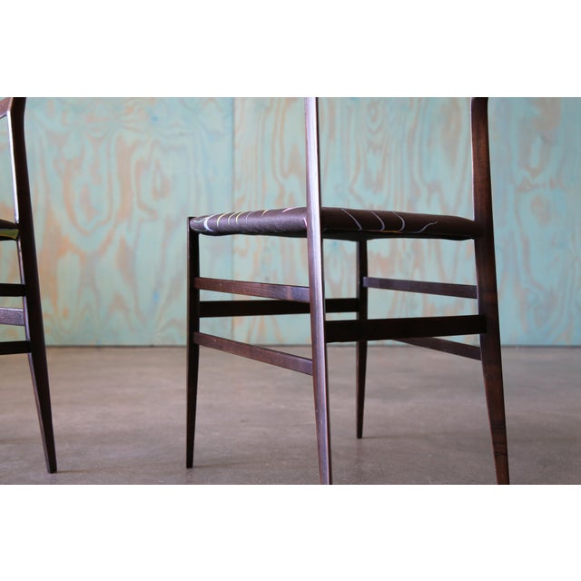 Wood 1950s Gio Ponti Super Leggera Chairs New Josef Frank Hawaii Fabric, Attributed For Sale - Image 7 of 16