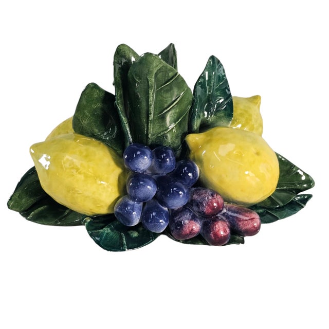 Italian Italian Capodimonte Style Figural Lemons Grapes Candle Holder For Sale - Image 3 of 10