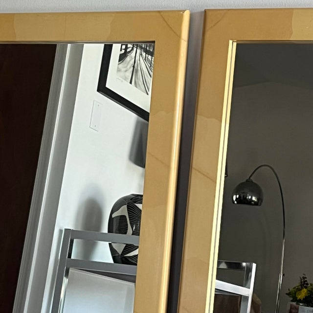 1980s Large 1980s Mirror Karl Springer Style Goatskin Finish - a Pair For Sale - Image 5 of 12