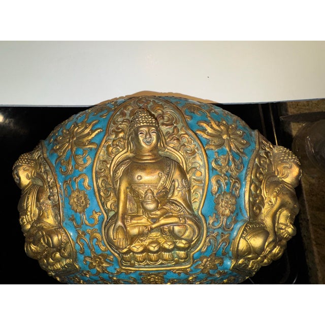 18th Century Sino Tibetan Champlevé Enamel Alms Bowl For Sale - Image 4 of 12