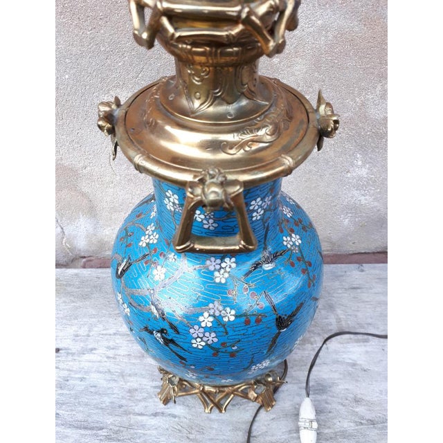 Blue Chinese Cloisonné Enamel Vase, China, 19th Century For Sale - Image 8 of 11
