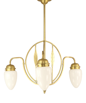 Art Deco Opal Screen Chandelier from Wiener Werkstätte, 1920s
