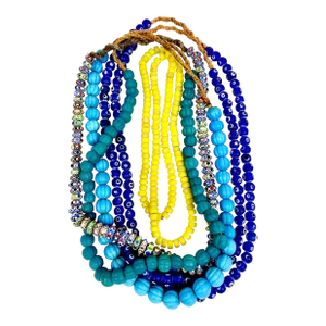 Antique European Glass and Chevron Trade Bead Necklaces