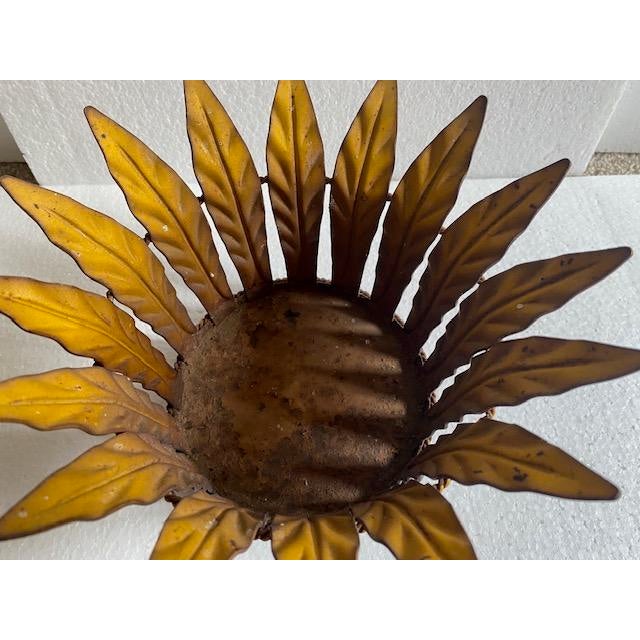 Vintage Metal Leaf Pot Plant Holder / Decorative Basket – Brass Bronze Tone - Crown Design For Sale - Image 11 of 12
