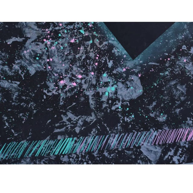 Dana 1980s Large Black Pink and Blue Geometric Memphis Style Painting For Sale - Image 6 of 14