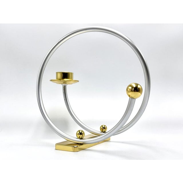 Vintage Brass and Aluminium Candleholder, 1980s For Sale - Image 4 of 11