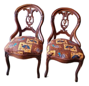 Pair of British Victorian Mahogany Balloon Back Chairs. Circa 1880