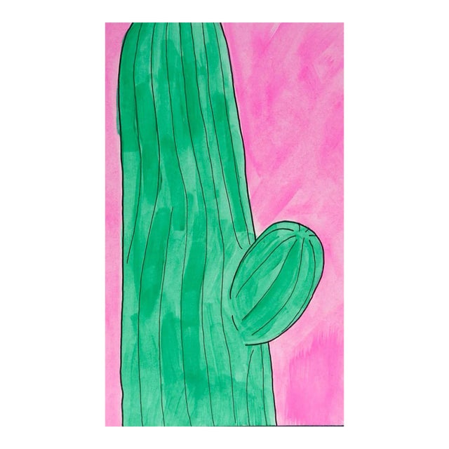 Small Contemporary Fauvist Cactus Painting For Sale