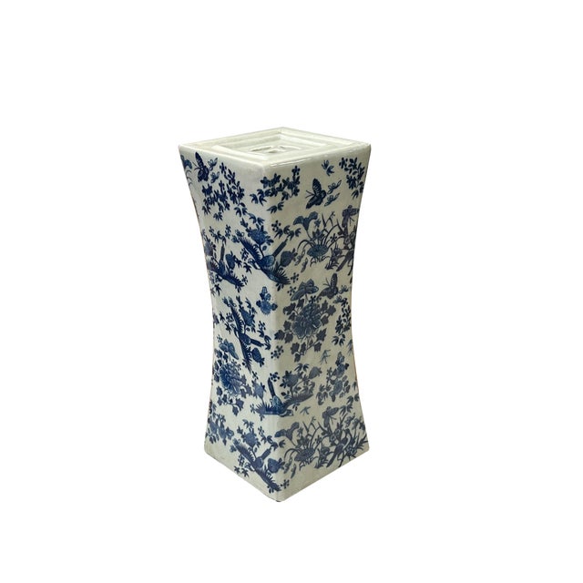 Blue Chinese Blue White Porcelain Flowers Pillow Shape Display Art For Sale - Image 8 of 13