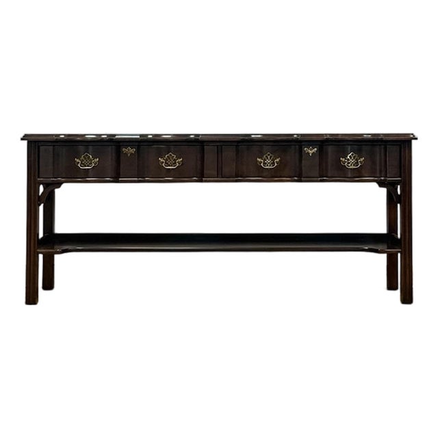 Vintage Console Table Harden Traditional Brass Pulls Hall Entry Table Sofa Table For Sale