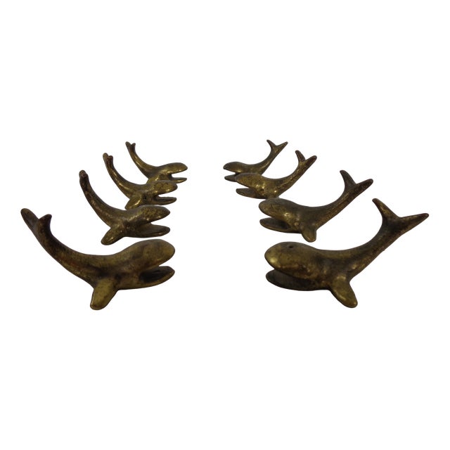 Whale-Shaped Brass Paperweights or Knife Rests in the style of Walter Bosse, Austria, 1950s, Set of 4 For Sale