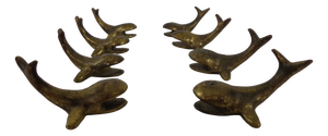 Whale-Shaped Brass Paperweights or Knife Rests in the style of Walter Bosse, Austria, 1950s, Set of 4