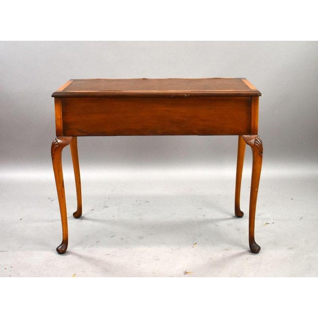 Antique Queen Anne Style Walnut Writing Table, 1919 For Sale - Image 4 of 9