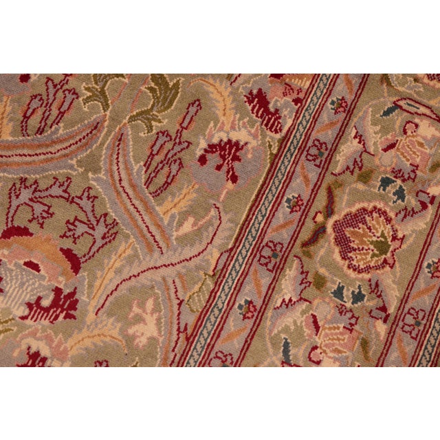 1990s Floral 1990's Pak-Persian Green/Pink Wool Rug - 6'2'' X 9'7'' For Sale - Image 5 of 9