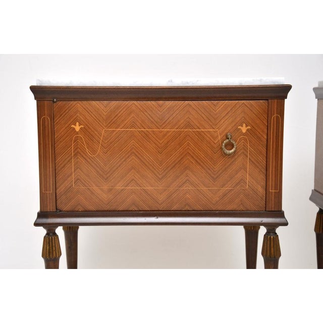 Brown Vintage Italian Marble Top Bedside Cabinets, 1950s, Set of 2 For Sale - Image 8 of 12