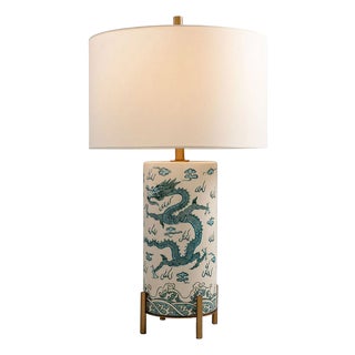Imperial Dragon Teal Lamp For Sale