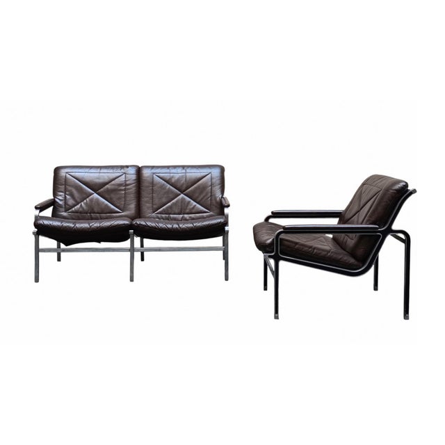 Vintage Two-Seater Leather Sofa by Andre Vandenbeuck for Strassle International, 1960s For Sale - Image 14 of 15