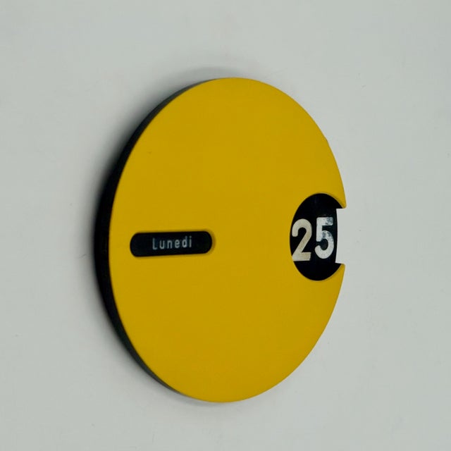 Black Italian Perpetual Wall Calendar in Yellow Plastic, 1970s For Sale - Image 8 of 11