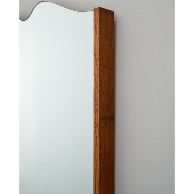 Mid-Century Modern Vintage Italian Large Shield Shape Hardwood Framed Mirror For Sale - Image 3 of 12