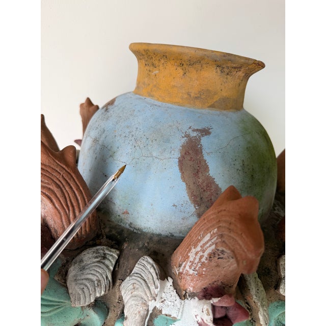 Large Early 20th Century Mayan-Style Terracotta Vessel Sculpture With Figural Head Motif For Sale - Image 9 of 12