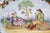 Large 19th-century HB Quimper faience platter beautifully hand-painted in the Porquier-Beau style. Signed. Measures: width...