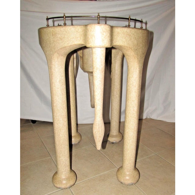 Hand Carved Wood Elephant Rolling Bar Cart Table by Marge Carson Circa 1990s For Sale - Image 12 of 18