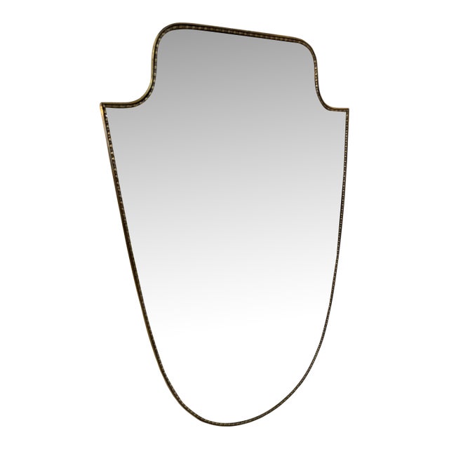 Vintage Hollywood Regency Brass Beaded Wall Mirror For Sale