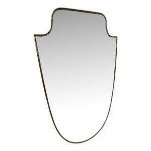 Vintage Hollywood Regency Brass Beaded Wall Mirror