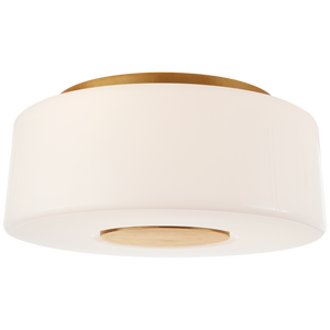 Barbara Barry for Visual Comfort Signature Acme Large Flush Mount in Soft Brass with White Glass